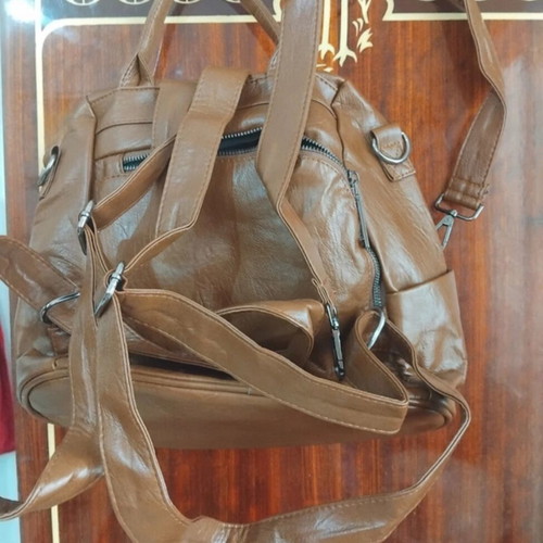 Anti-theft backpack unused brown