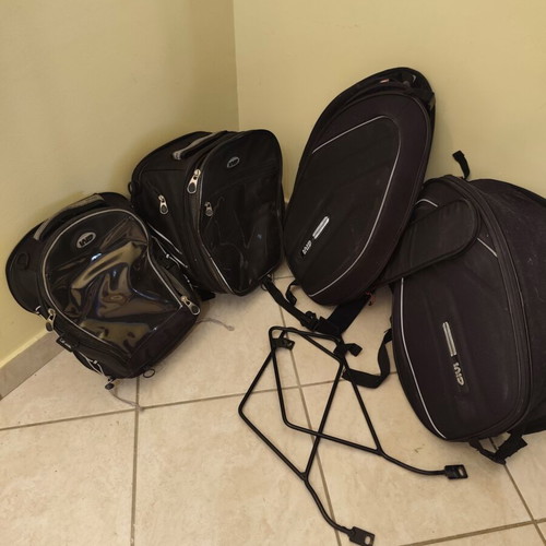 GIVI soft set motorcycle luggage with straps and mounts