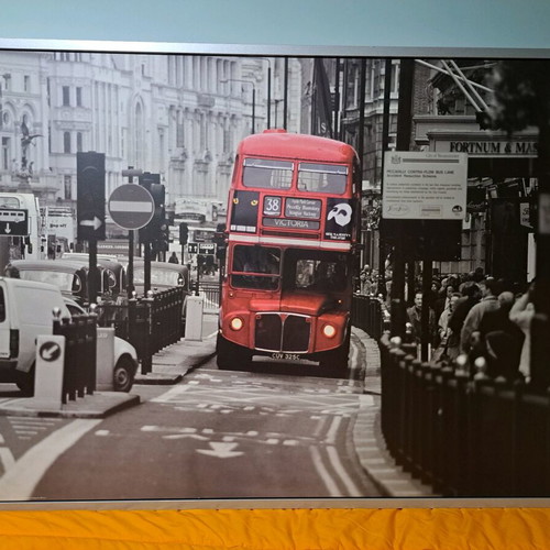 Print with red line 38 bus in London like new