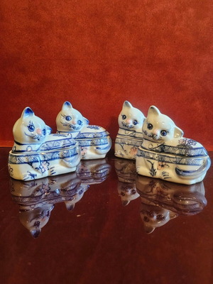 Porcelain cat design keepsake boxes used