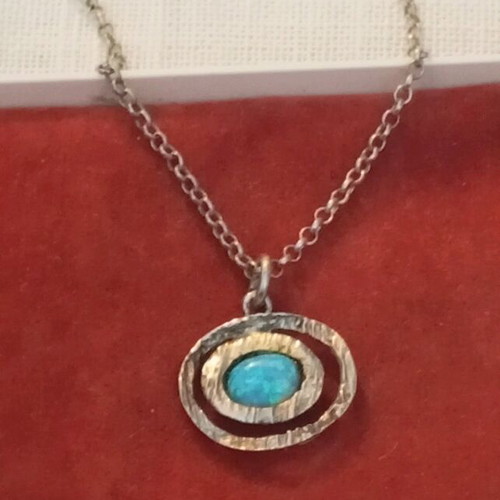 Silver necklace 925 with opal like new