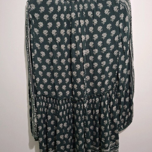 Midi dress Zara cypress with white print, long sleeve, like new