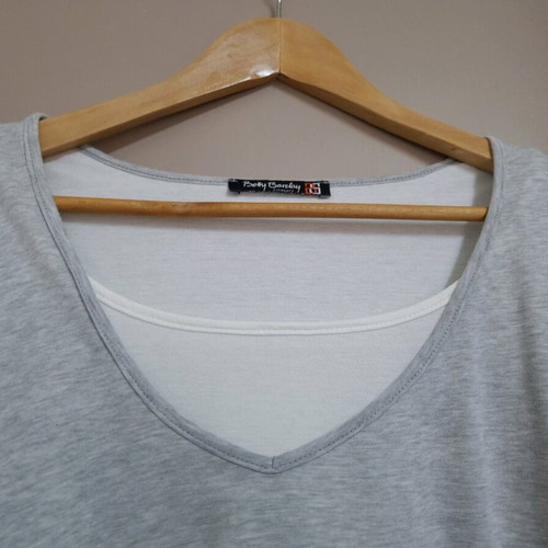 Betty Barclay short-sleeve top like new, grey with white, size UK16