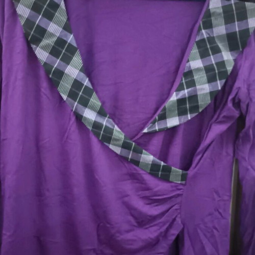 Women's purple blouse with checkered design like new, size L/XL