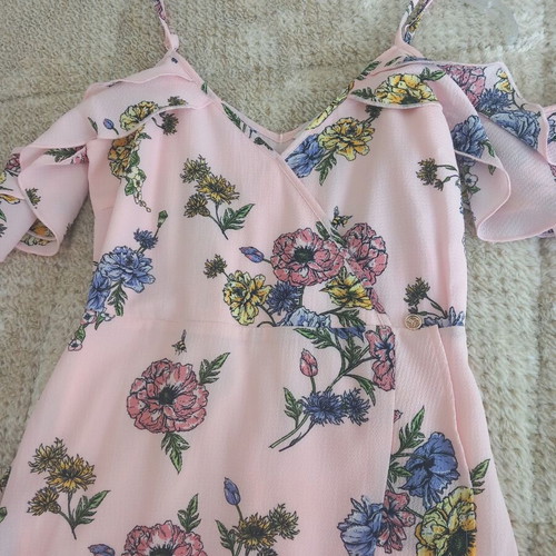 Pink Tom Tailor dress like new with flowers and front slit