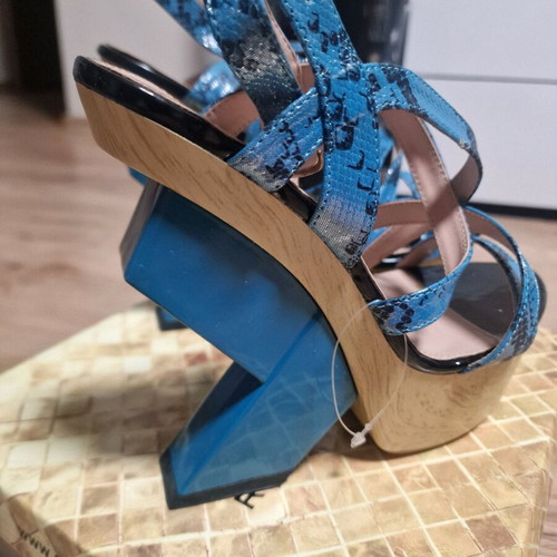 Blue women's high-heeled shoes new, size 36