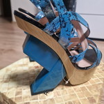 Blue women's high-heeled shoes new, size 36