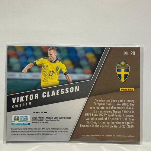 2021 Panini Mosaic Uefa Euro Viktor Claesson #20 Rookie Silver Circles Prizm new