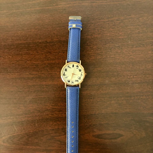Cat wristwatch used, blue, women's