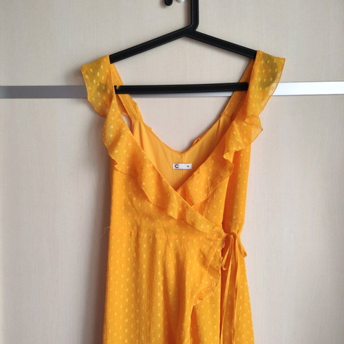 Yellow wrap dress Cubus like new with ruffles, size 38