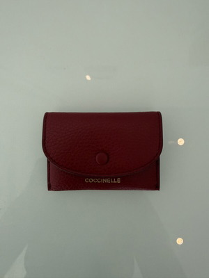 Coccinelle Metallic Soft Leather Card Holder, rich crimson red