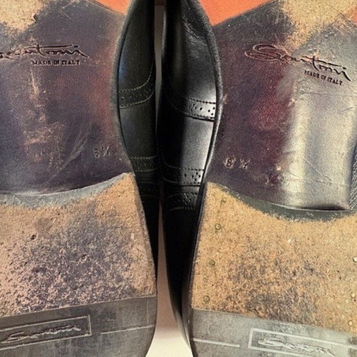 Santoni Fatto a Mano Black Leather Oxford Brogues like new EU 42.5