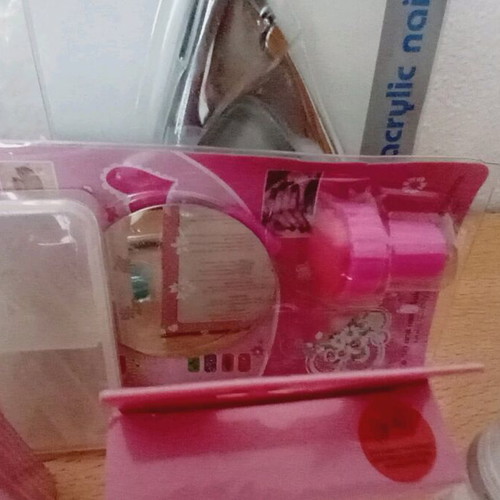 Nail art items used, decoration set with tips and glue