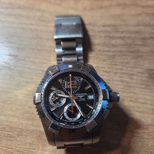 Longines HydroConquest wrist chronograph watch, grey