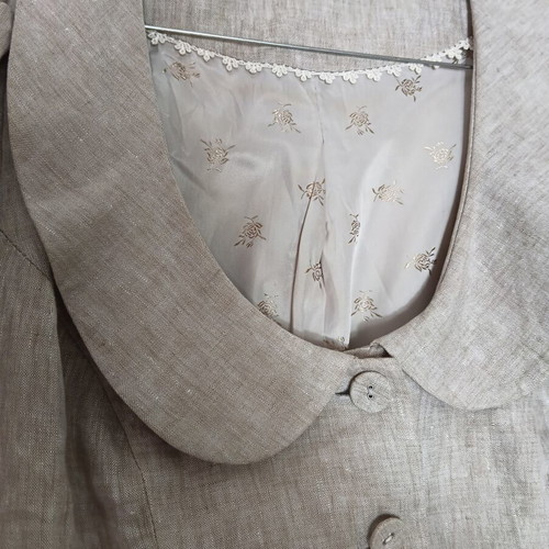 Raxevsky beige linen vest medium, short sleeve with buttons
