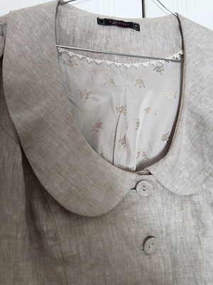 Raxevsky beige linen vest medium, short sleeve with buttons