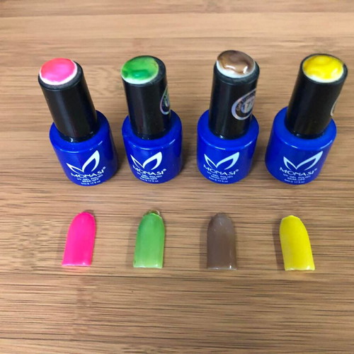 Set of 4 gel polish 5 ml bottles new, stained glass colors