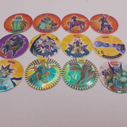 Vintage Yu-Gi-Oh! Tazos set like new, 12 collectible duel tokens