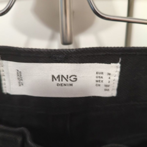 Mango Havana Black High-Waisted Straight Leg Crop Jeans like new, size 36