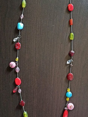 Handmade summer long necklace multicolored, new