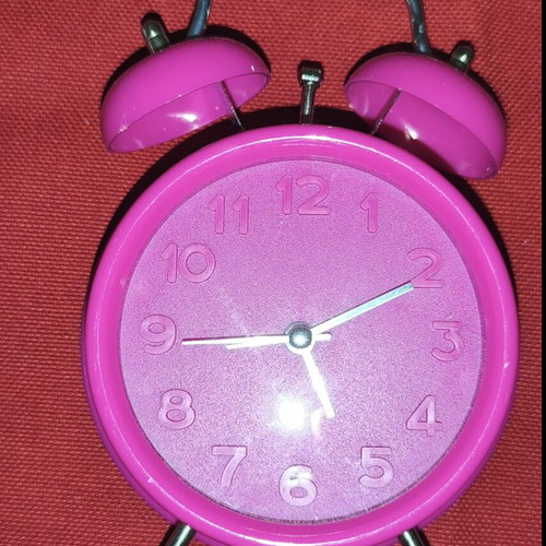 Hot Pink Analog Alarm Clock used, fuchsia color