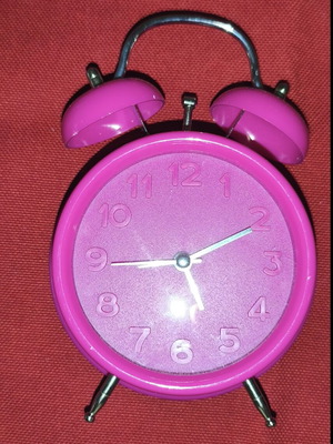 Hot Pink Analog Alarm Clock used, fuchsia color
