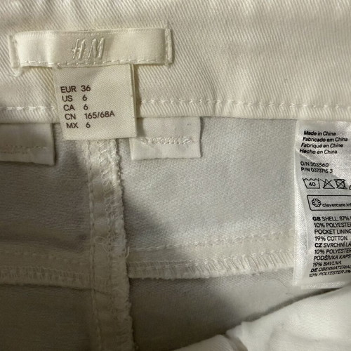 H&M white women's high-waisted denim shorts, elastic, size S