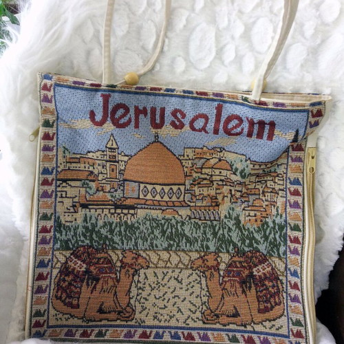 Vintage tapestry shoulder bag like new, Jerusalem souvenir