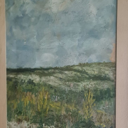 Signed oil painting on paper artwork like new