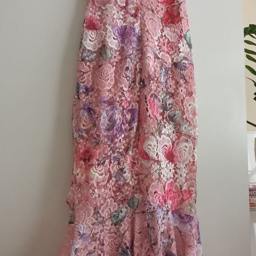 Lace dress with flowers size S new, multicolor