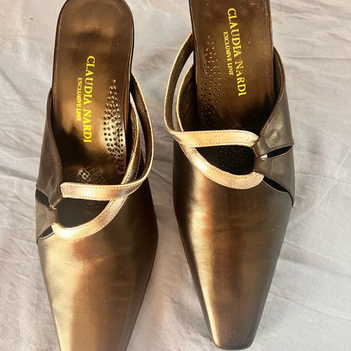 Claudia Nardi anatomical mules No40 new, black and silver