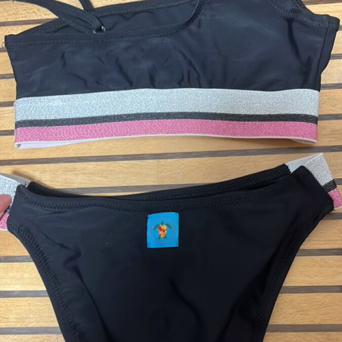 Swimsuit for girls 8 years like new, black and pink