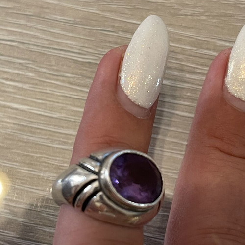 Silver 925 ring with amethyst, used, size 52