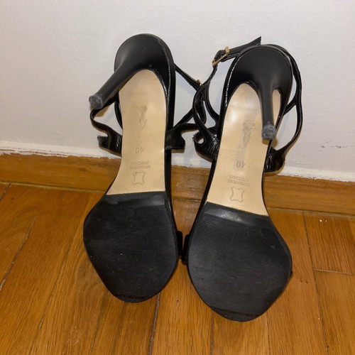 Makis Kotris heels used, black with straps and thin heel