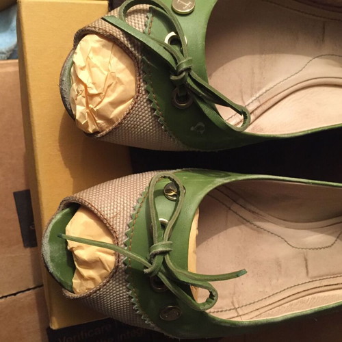 Tod's two-tone ballerina shoes used, leather and fabric, size 40
