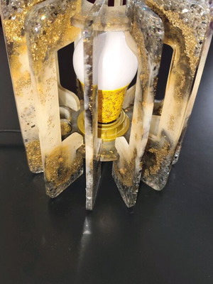 Handmade table lamp from liquid glass resin new