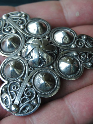 Old silver brooch used, 19 grams, tested 900+ silver