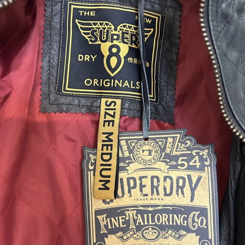 Superdry Brad Leather Jacket brand new, size M, black and red