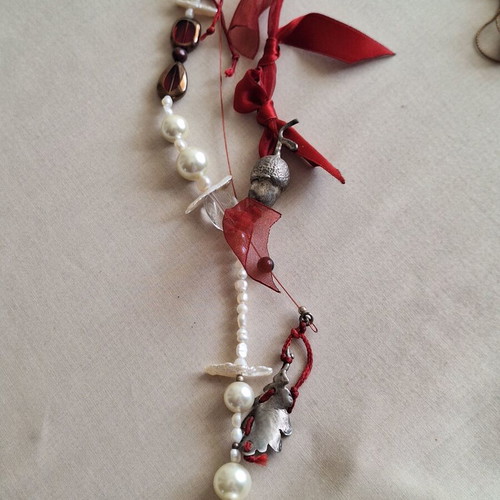 Necklace set with boho pearls and elegant cross, like new