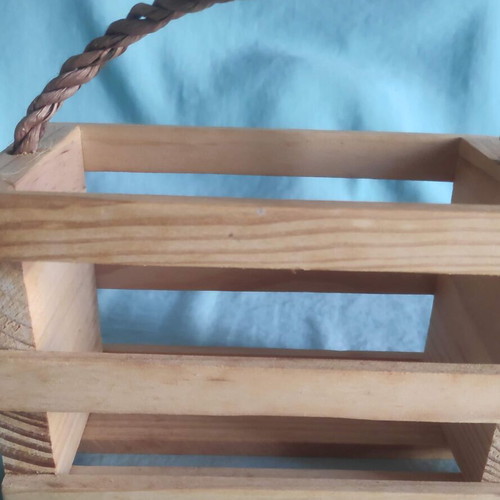 Cuccio Naturale Mini wooden crate with rope handle new