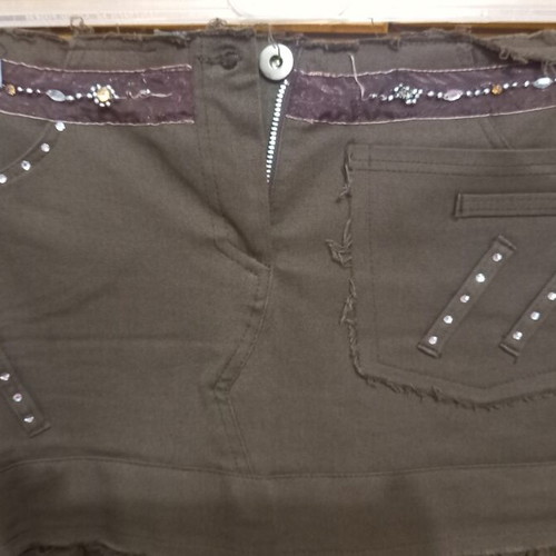 Maxi skirt like new, brown linen with lace and bead details