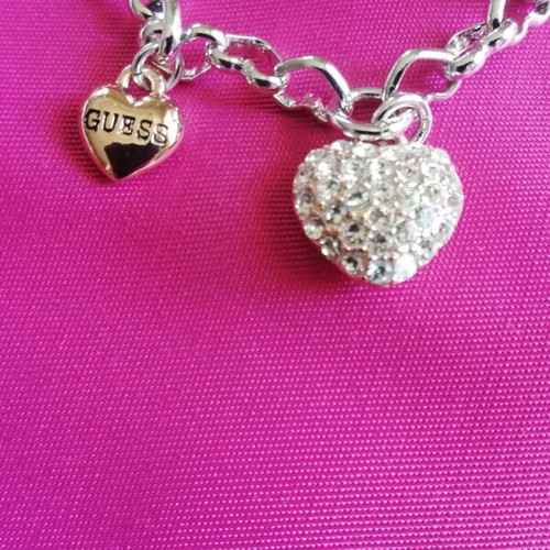 Guess bracelet with golden rose heart charms new