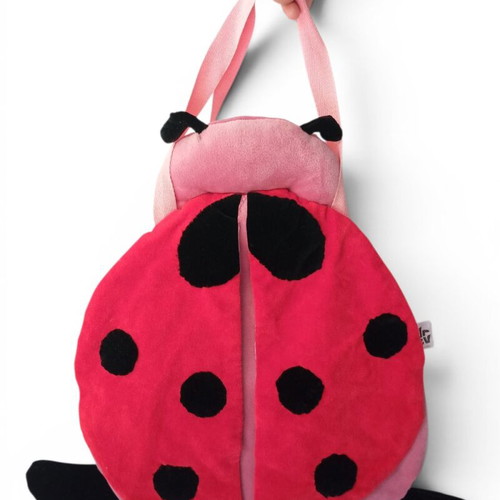 Handmade ladybug kids bag new, velvet and poplin