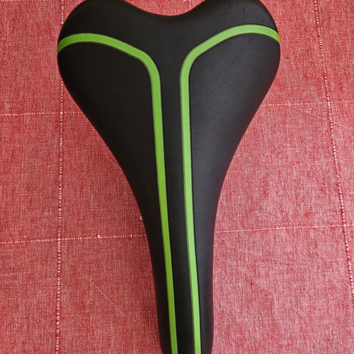 Bicycle saddle used, green and black color