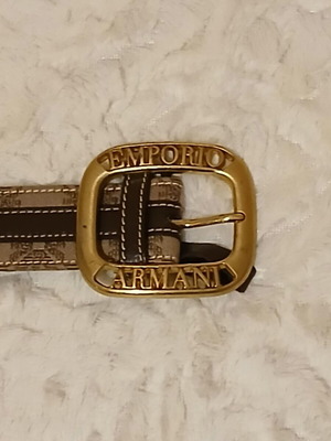 Колан Emporio Armani употребяван, кожен, размер 85, бежов кафяв