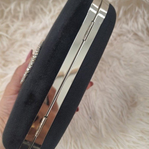 Evening bag new velvet with rhinestones black handbag