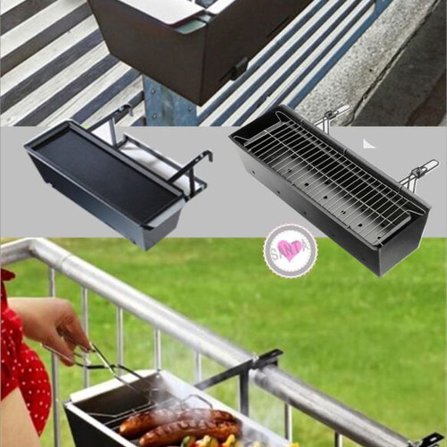Balcony railing barbecue new, 60x20x20 cm, charcoal grill