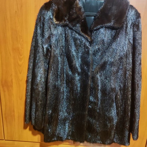 Brown mink fur coat used, size Large-XLarge