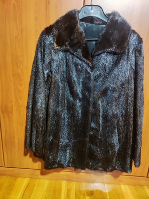 Brown mink fur coat used, size Large-XLarge