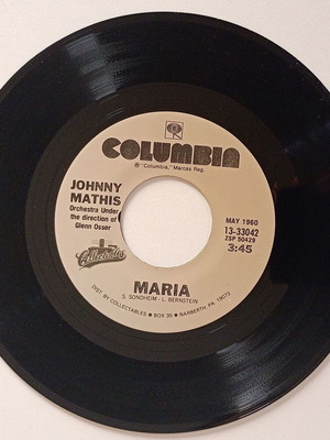Johnny Mathis 45 RPM record used, Columbia 13-33042 with Maria & Misty